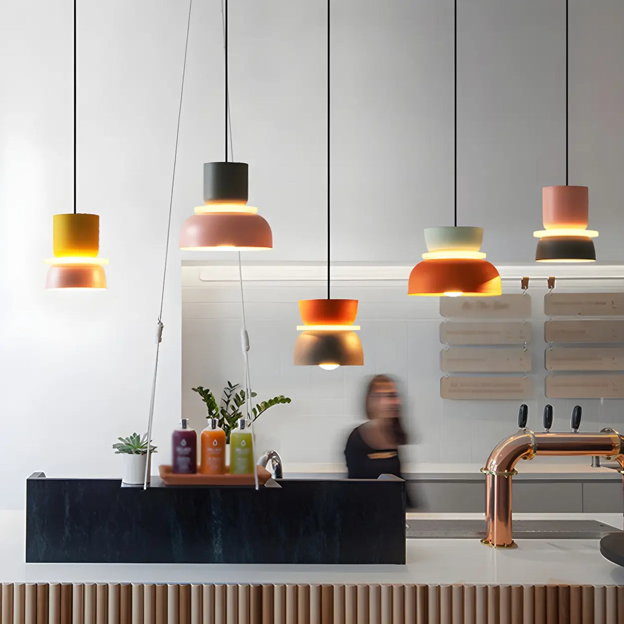 Macaron Mixed-Color Bowl-Shaped LED Pendant Light Image - 9