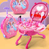 Makeup Oval Plastic Pink Kids Vanity with Storage Set Image - 1