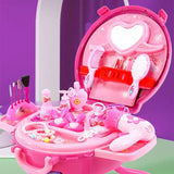Makeup Oval Plastic Pink Kids Vanity with Storage Set Image - 3