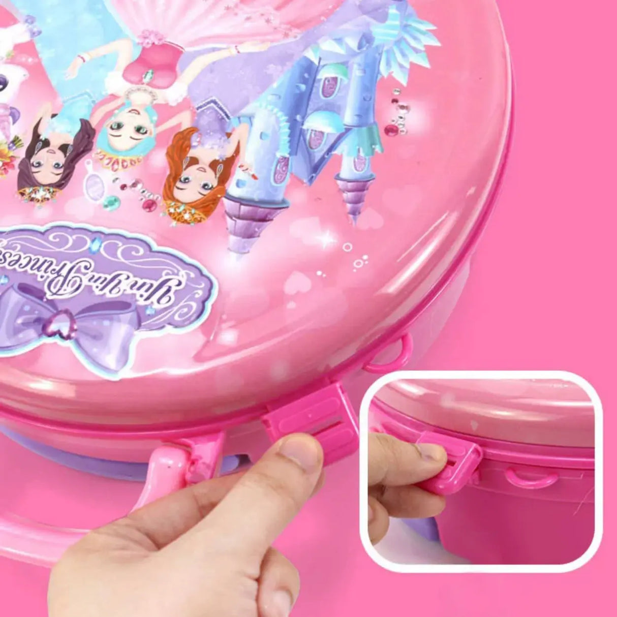 Makeup Oval Plastic Pink Kids Vanity with Storage Set Image - 6