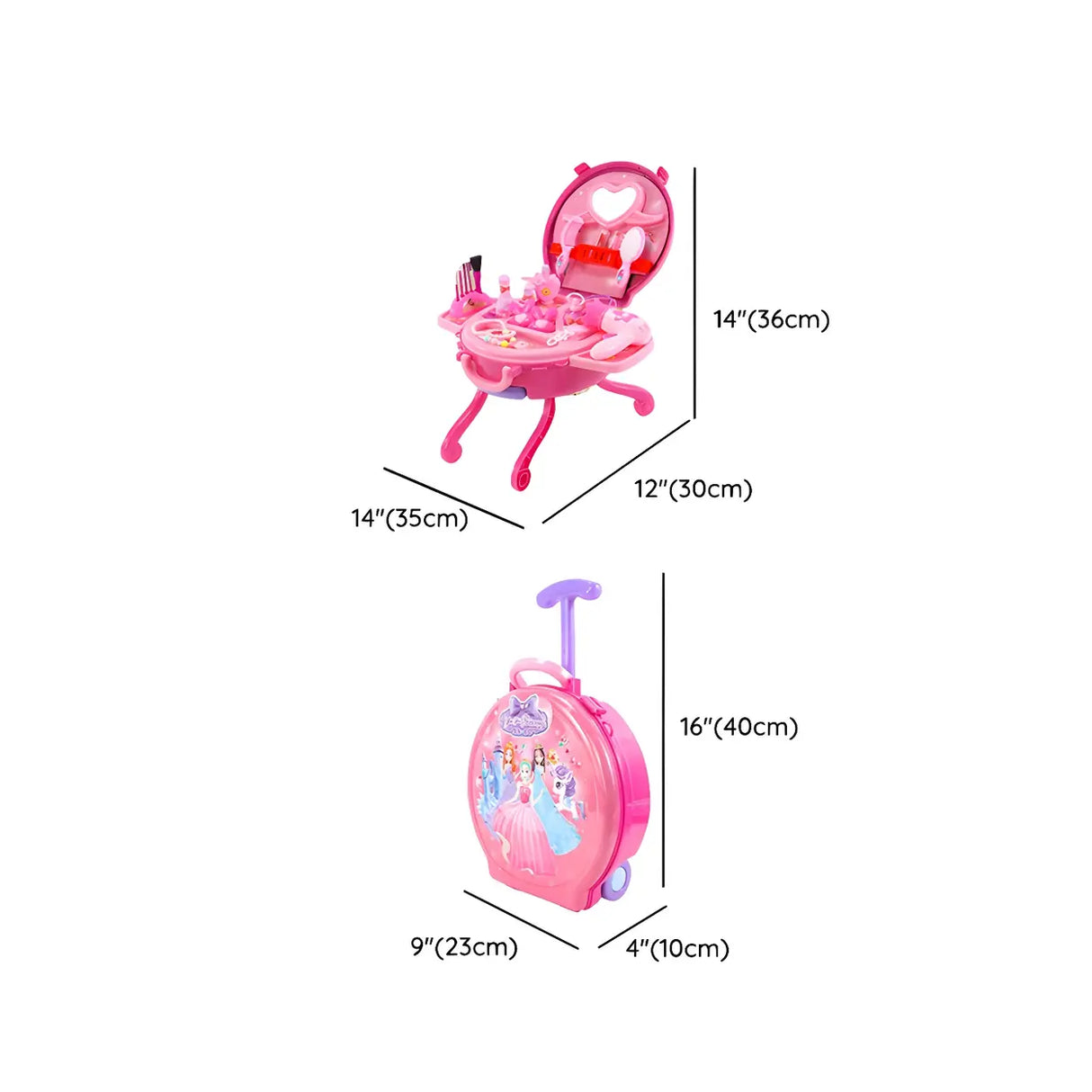 Makeup Oval Plastic Pink Kids Vanity with Storage Set 