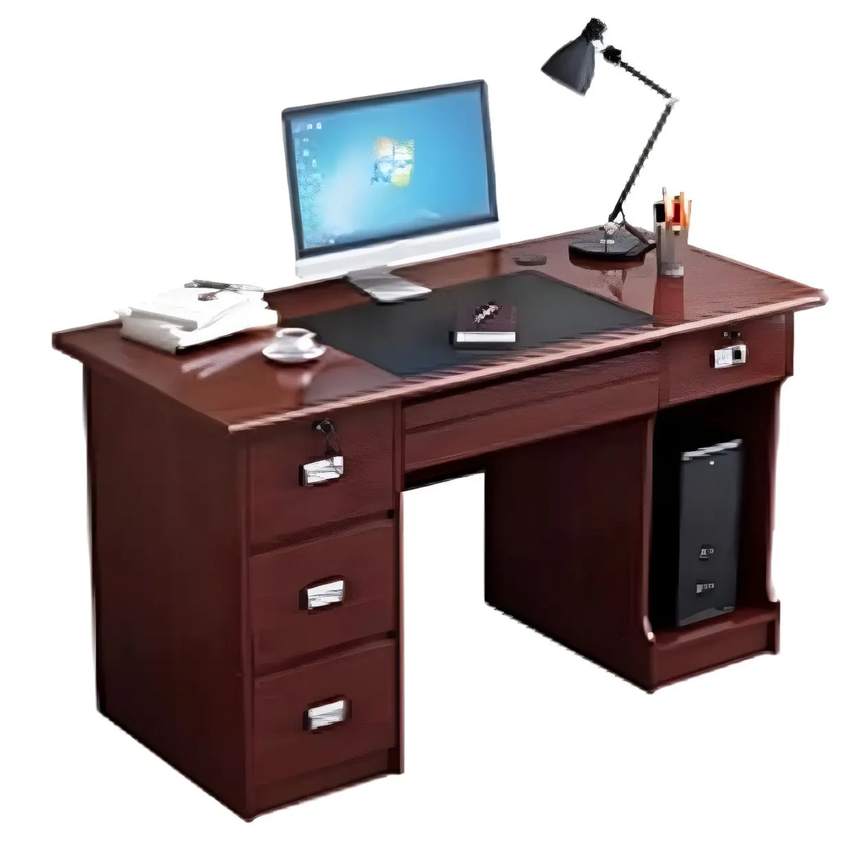 Manufactured Wood Computer Desk with CPU Storage Image - 15