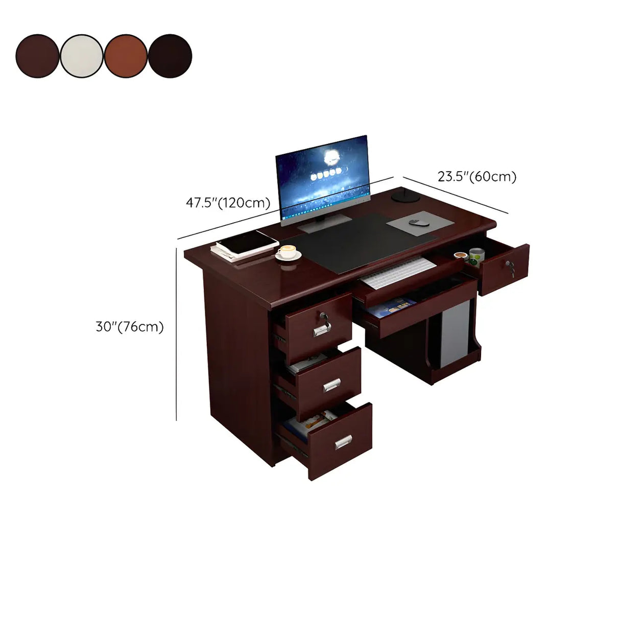 Manufactured Wood Computer Desk with CPU Storage 