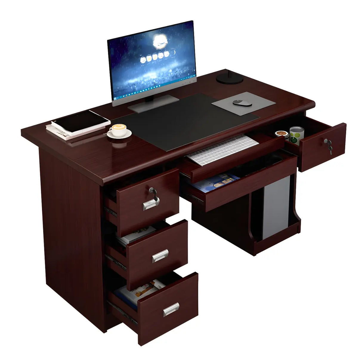 Manufactured Wood Computer Desk with CPU Storage Image - 5