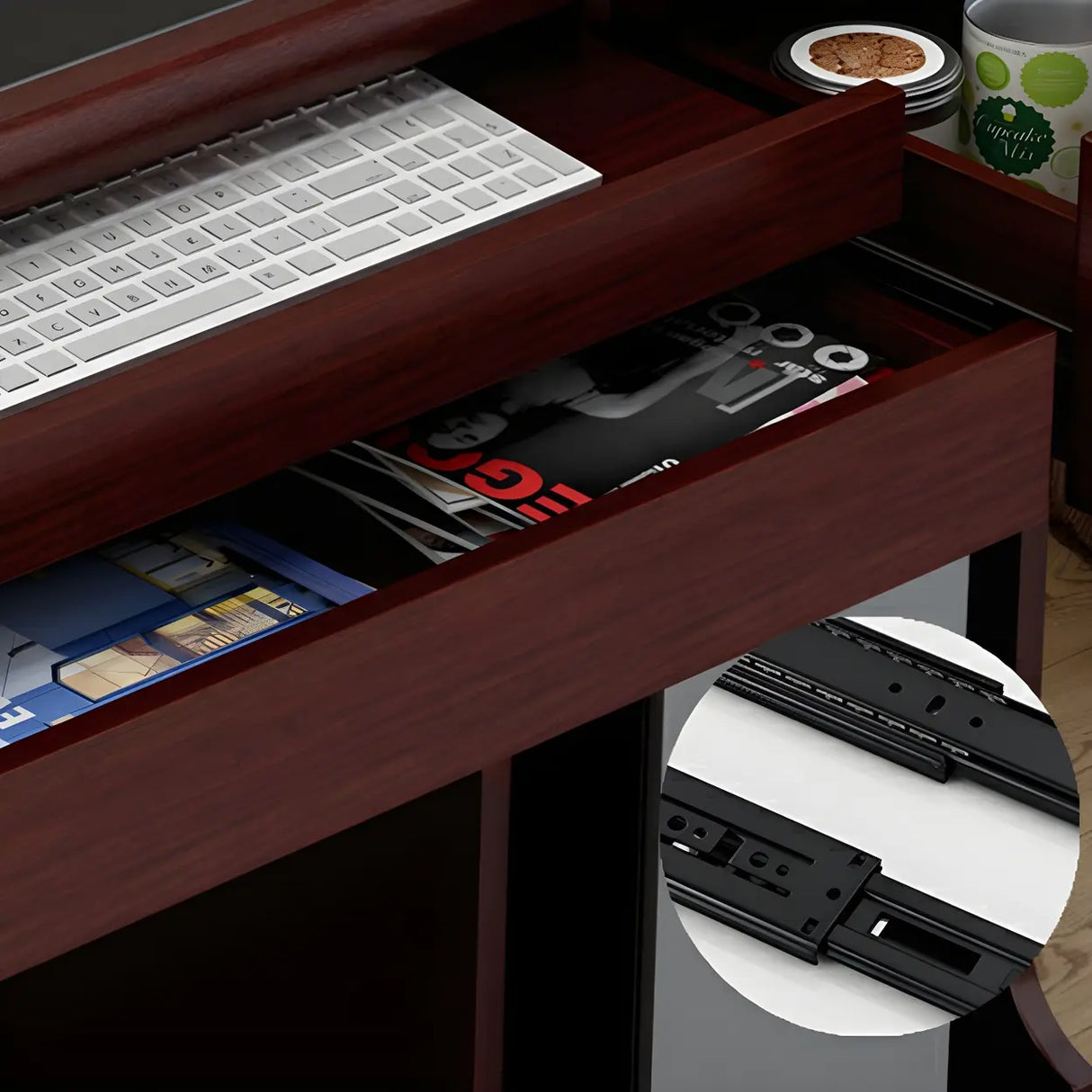 Manufactured Wood Computer Desk with CPU Storage Image - 7