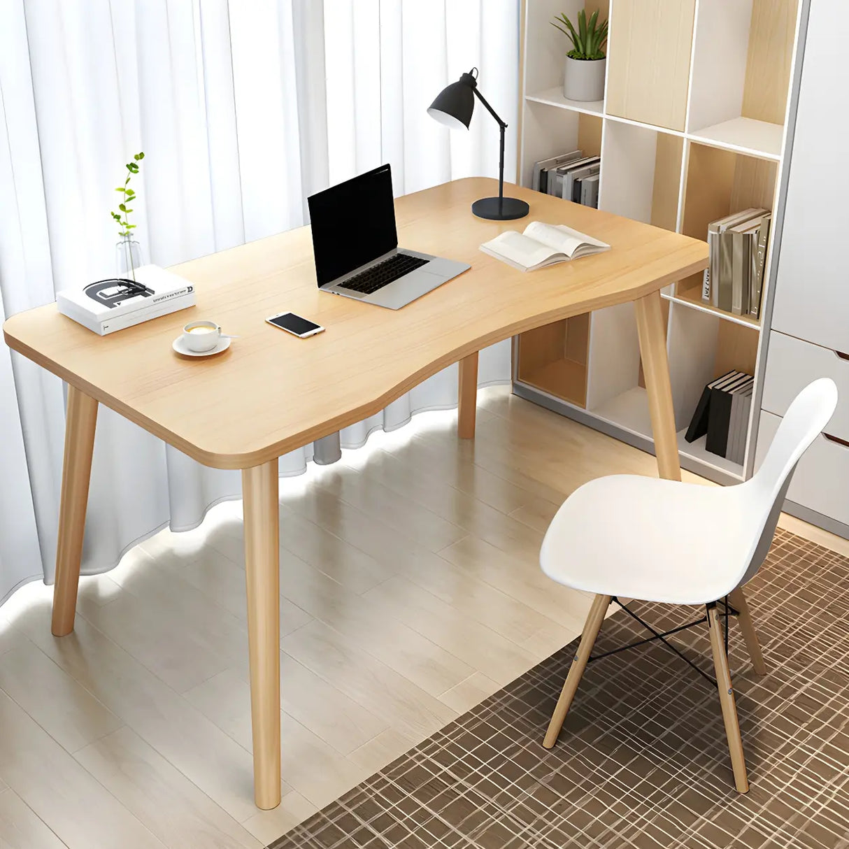 Manufactured Wood Free Form Shape Curved Writing Desk Image - 3