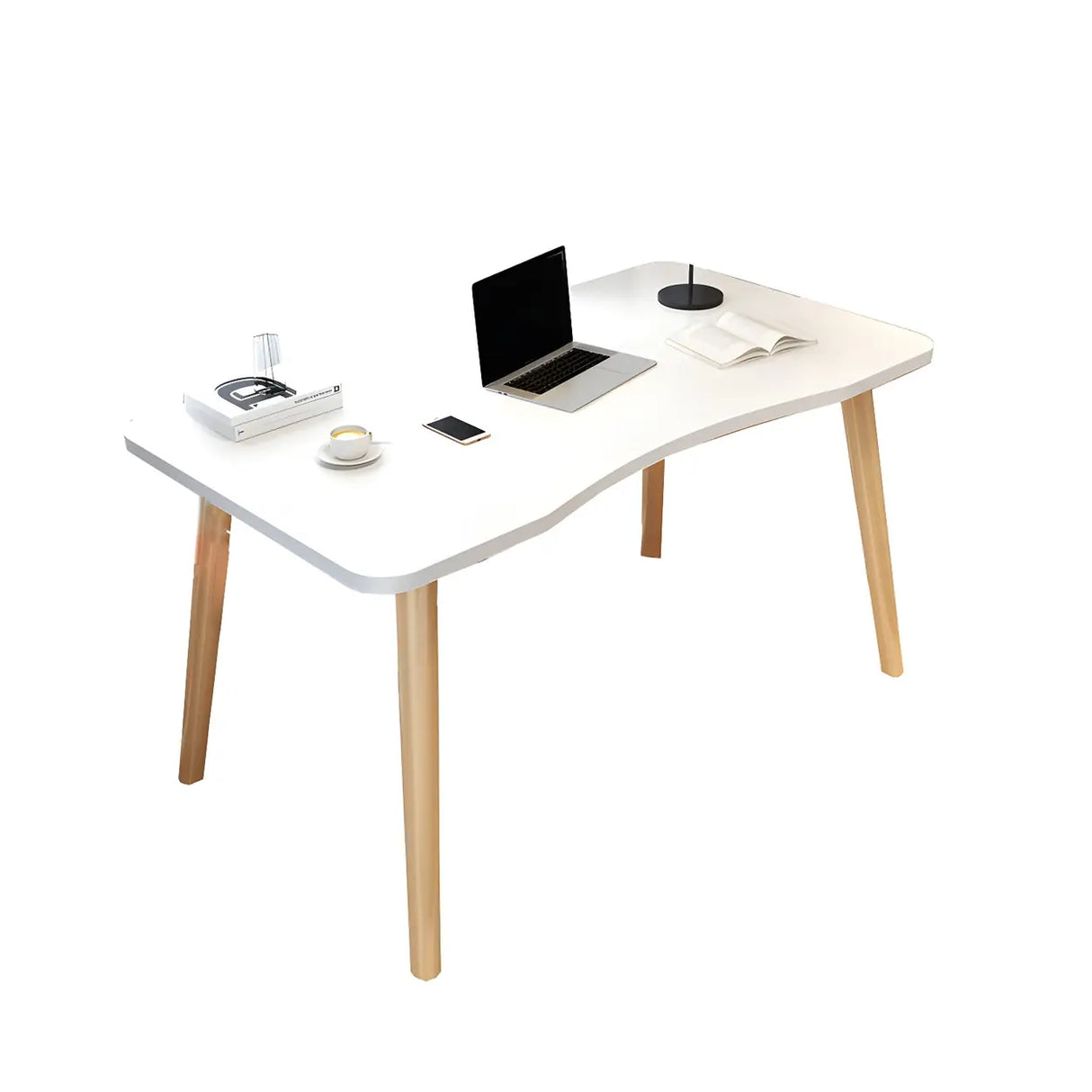 Manufactured Wood Free Form Shape Curved Writing Desk Image - 5