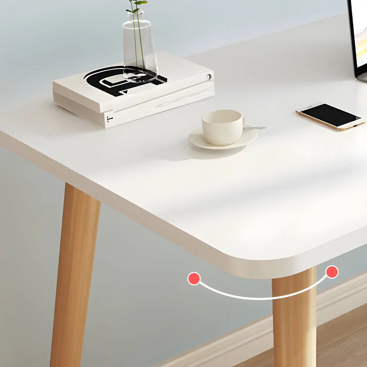 Manufactured Wood Free Form Shape Curved Writing Desk Image - 7