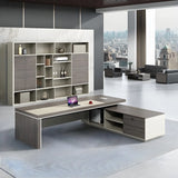 Manufactured Wood L-Shape Executive Desk with Drawers Image - 3