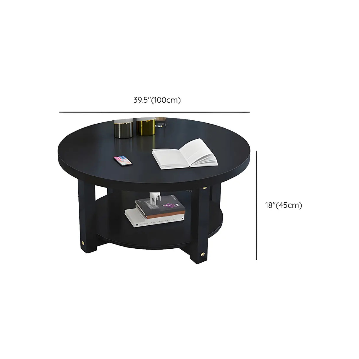 Manufactured Wood Round Coffee Table with Storage Shelf Image - 24