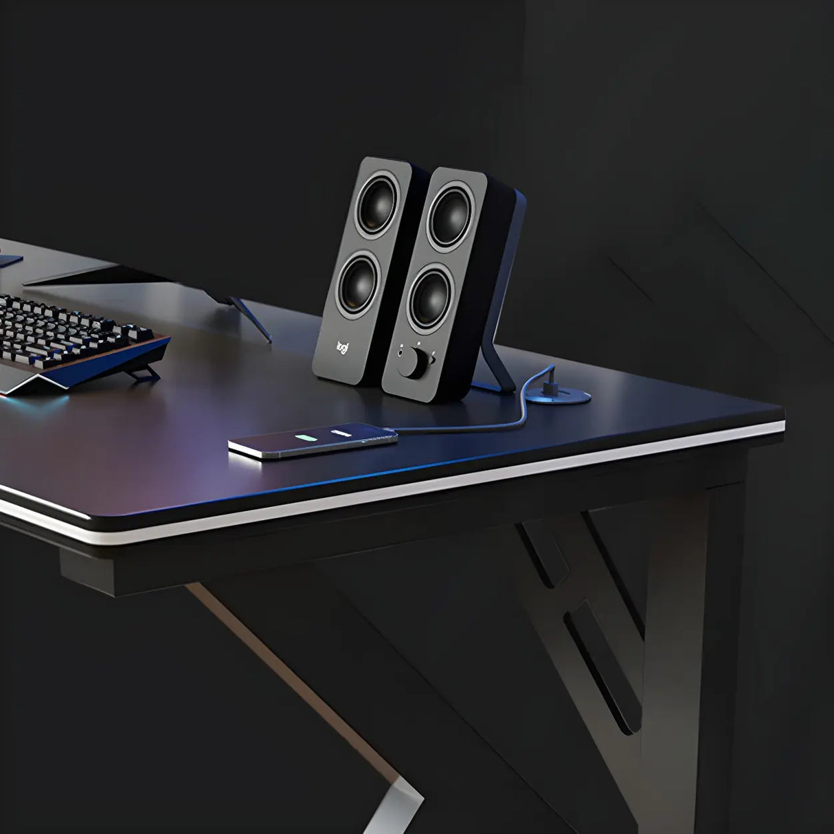 Manufactured Wood Top Metal Sled Base Computer Desk Image - 10