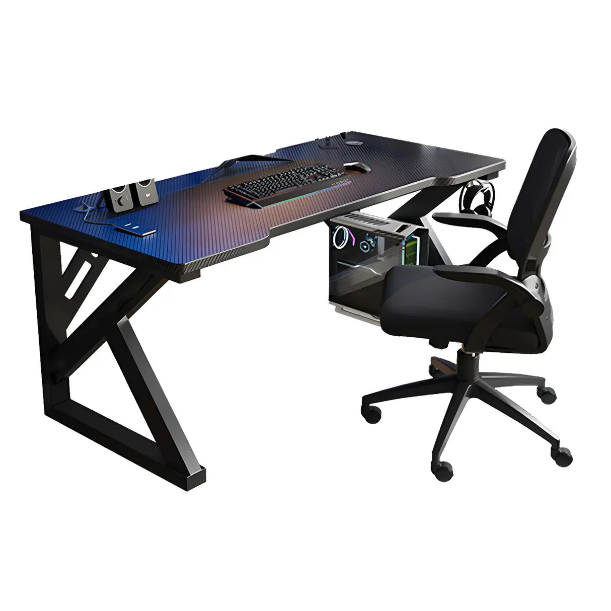 Manufactured Wood Top Metal Sled Base Computer Desk Image - 11