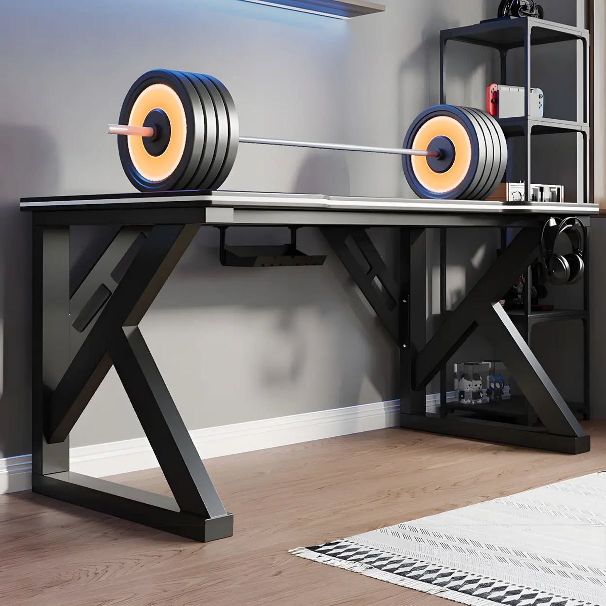 Manufactured Wood Top Metal Sled Base Computer Desk Image - 3