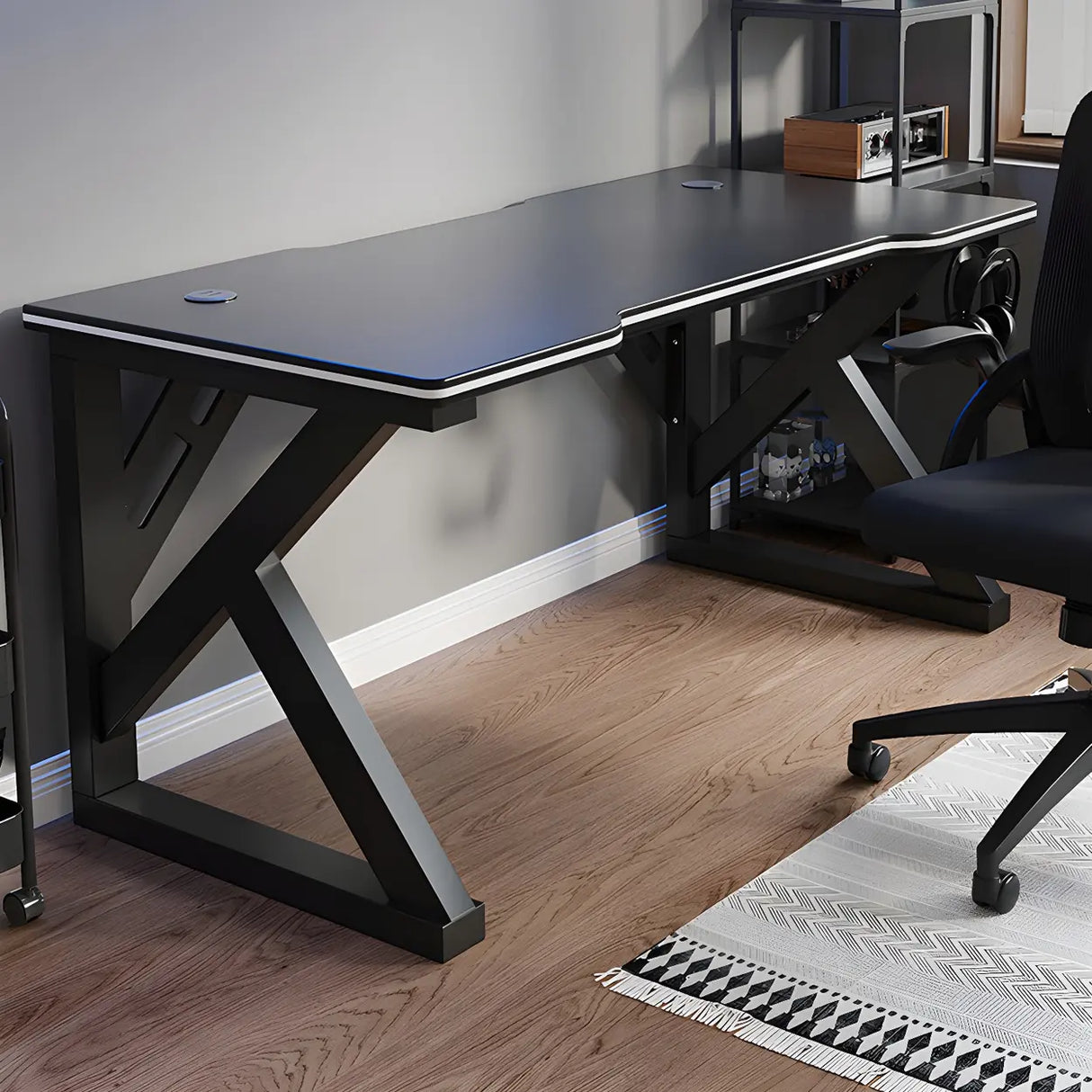Manufactured Wood Top Metal Sled Base Computer Desk Image - 4