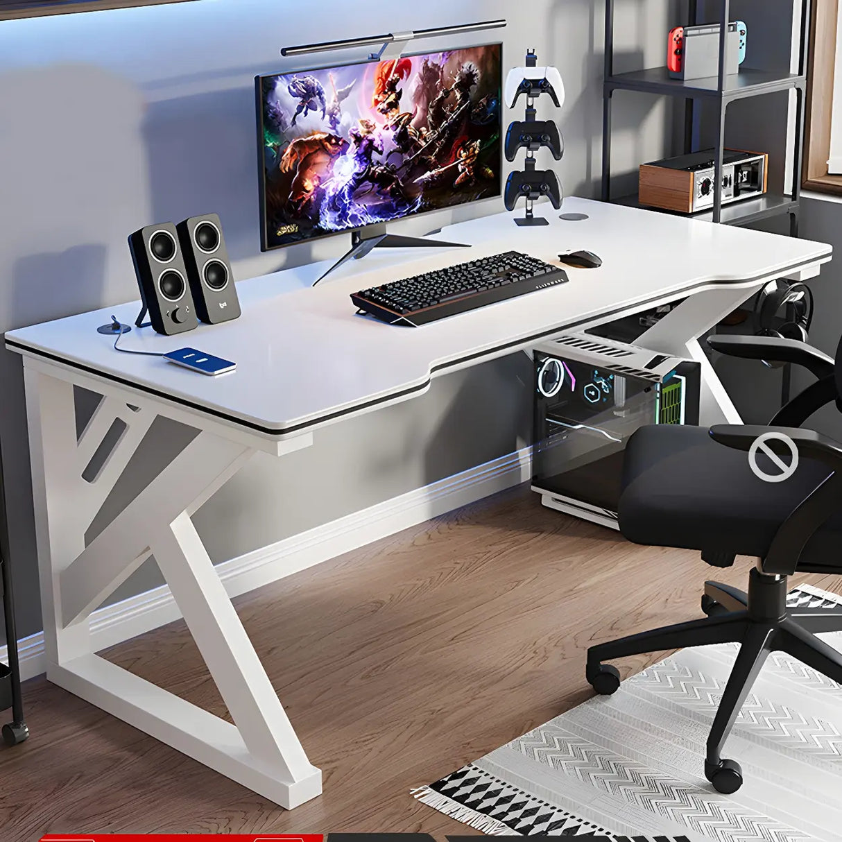 Manufactured Wood Top Metal Sled Base Computer Desk Image - 5