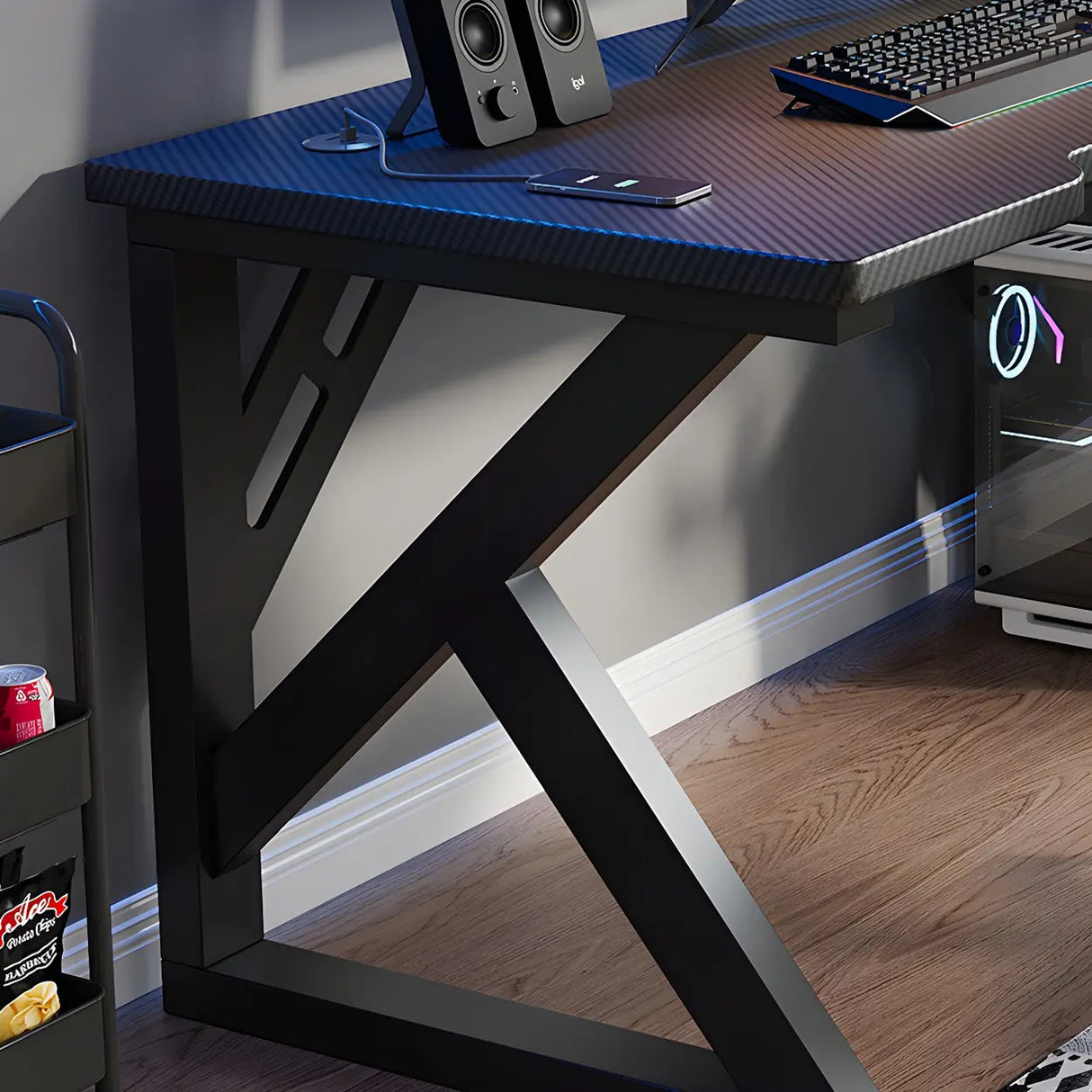 Manufactured Wood Top Metal Sled Base Computer Desk Image - 8