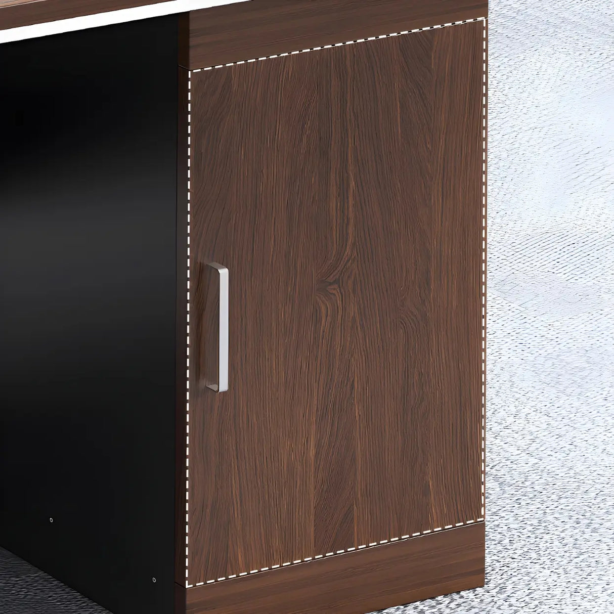 Manufactured Wood Writing Desk with Drawers and Cabinet Image - 11