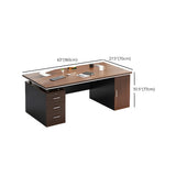 Manufactured Wood Writing Desk with Drawers and Cabinet Image - 16