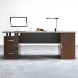Manufactured Wood Writing Desk with Drawers and Cabinet Image - 4