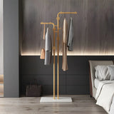 Marble Base Gold Metal Freestanding Coat Rack with Hooks Image - 1