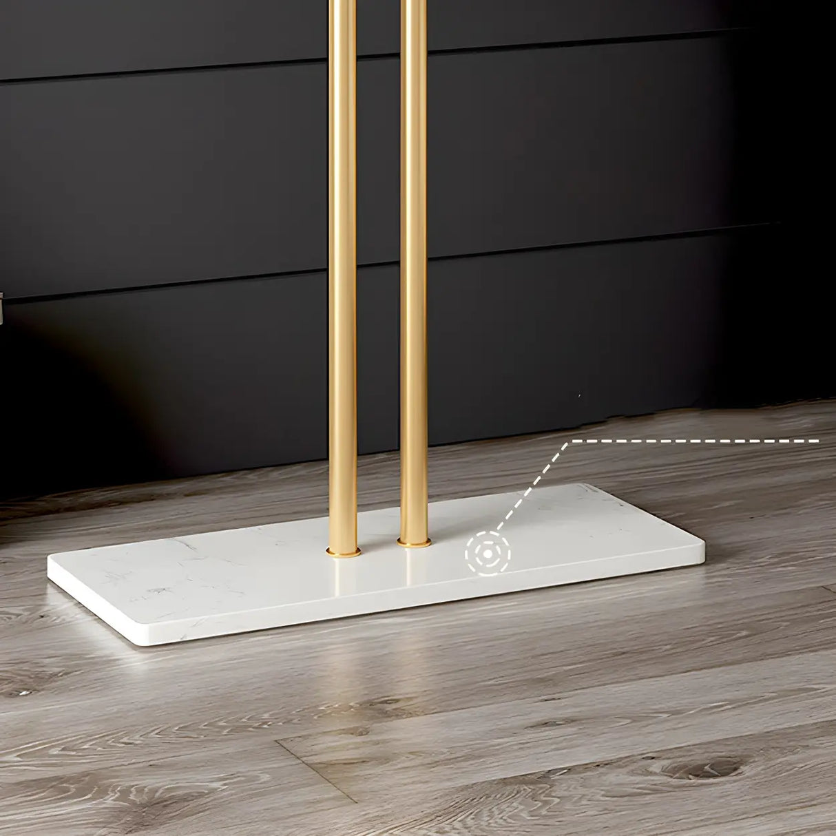 Marble Base Gold Metal Freestanding Coat Rack with Hooks Image - 11