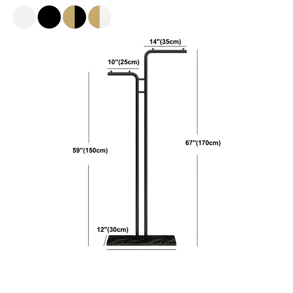 Marble Base Gold Metal Freestanding Coat Rack with Hooks Image - 30