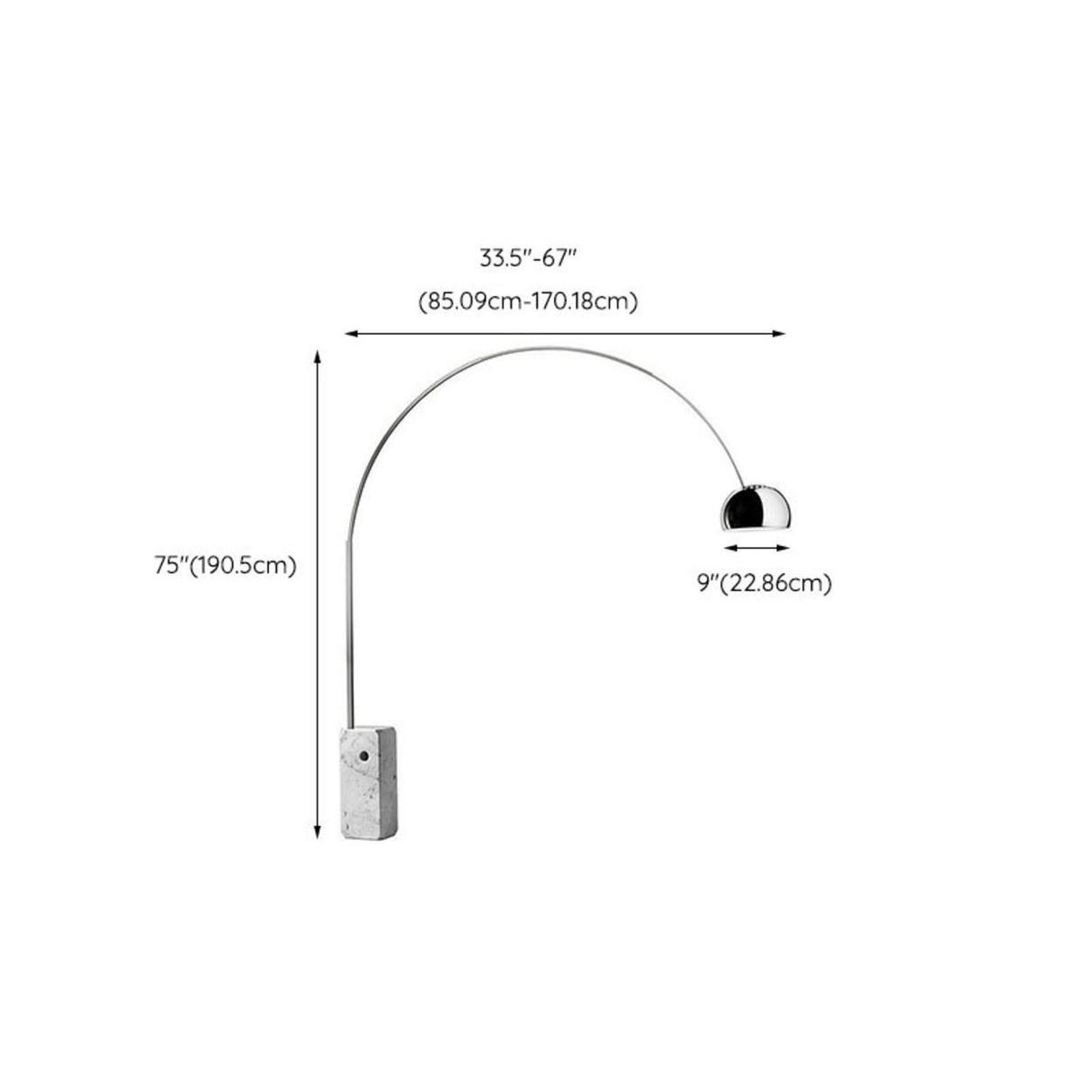 Marble Base Modern Sliver Bowl and Arc Floor Lamp Image - 10