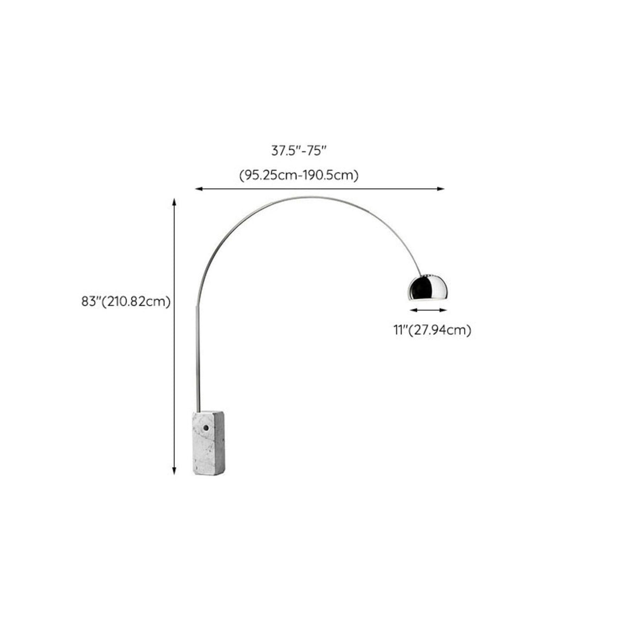 Marble Base Modern Sliver Bowl and Arc Floor Lamp Image - 11