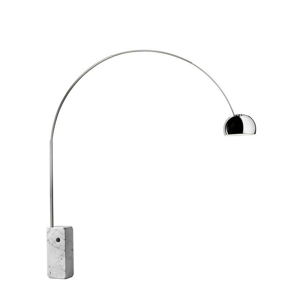 Marble Base Modern Sliver Bowl and Arc Floor Lamp Image - 2