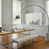Marble Base Modern Sliver Bowl and Arc Floor Lamp Image - 5