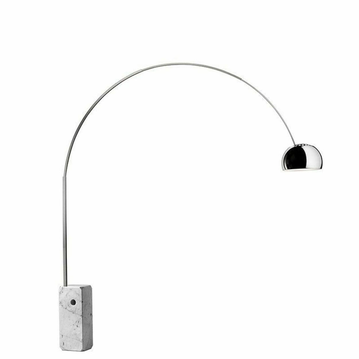 Marble Base Modern Sliver Bowl and Arc Floor Lamp Image - 6