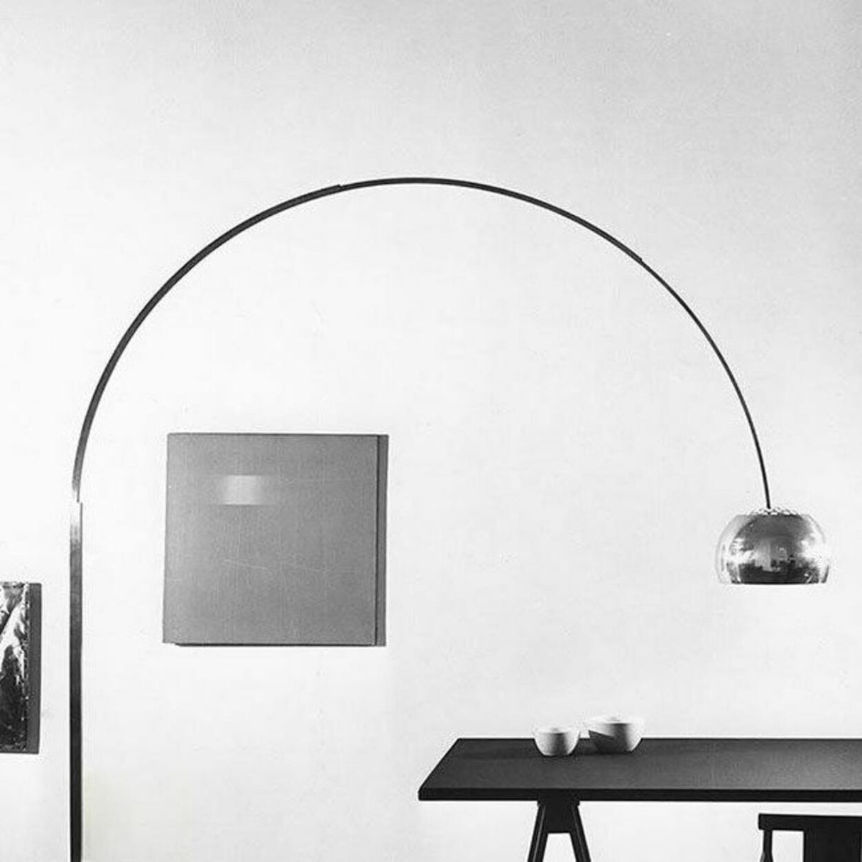 Marble Base Modern Sliver Bowl and Arc Floor Lamp Image - 8