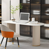 Marble Stone Peninsula Shape Steel Sled Writing Desk Image - 3