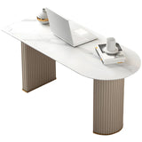 Marble Stone Peninsula Shape Steel Sled Writing Desk Image - 5