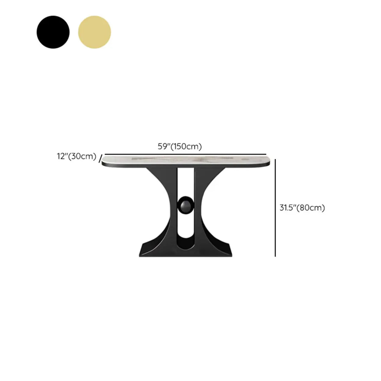 Marble Top Console Table with Geometric Metal Base Image - 15