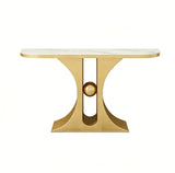 Marble Top Console Table with Geometric Metal Base Image - 2