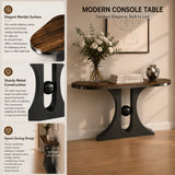 Marble Top Console Table with Geometric Metal Base Image - 5