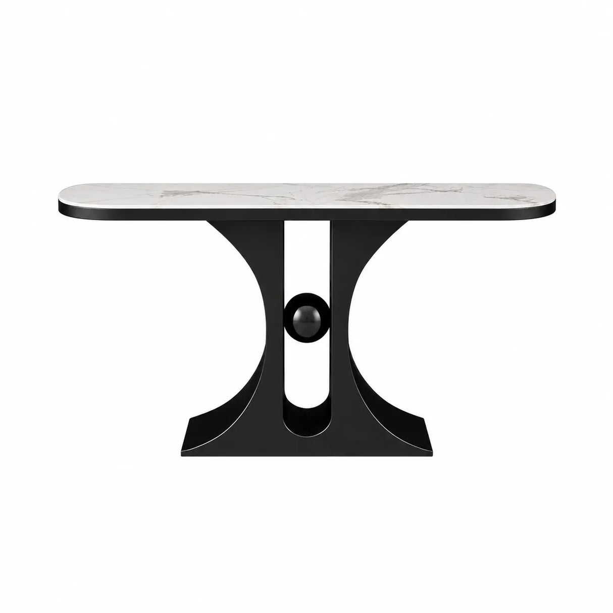 Marble Top Console Table with Geometric Metal Base Image - 6