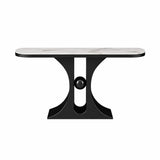 Marble Top Console Table with Geometric Metal Base Image - 6