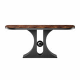 Marble Top Console Table with Geometric Metal Base Image - 7