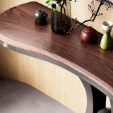 Marble Top Console Table with Geometric Metal Base Image - 8