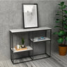 Marble Trestle Gold Frame Console Table with Shelves Image - 3