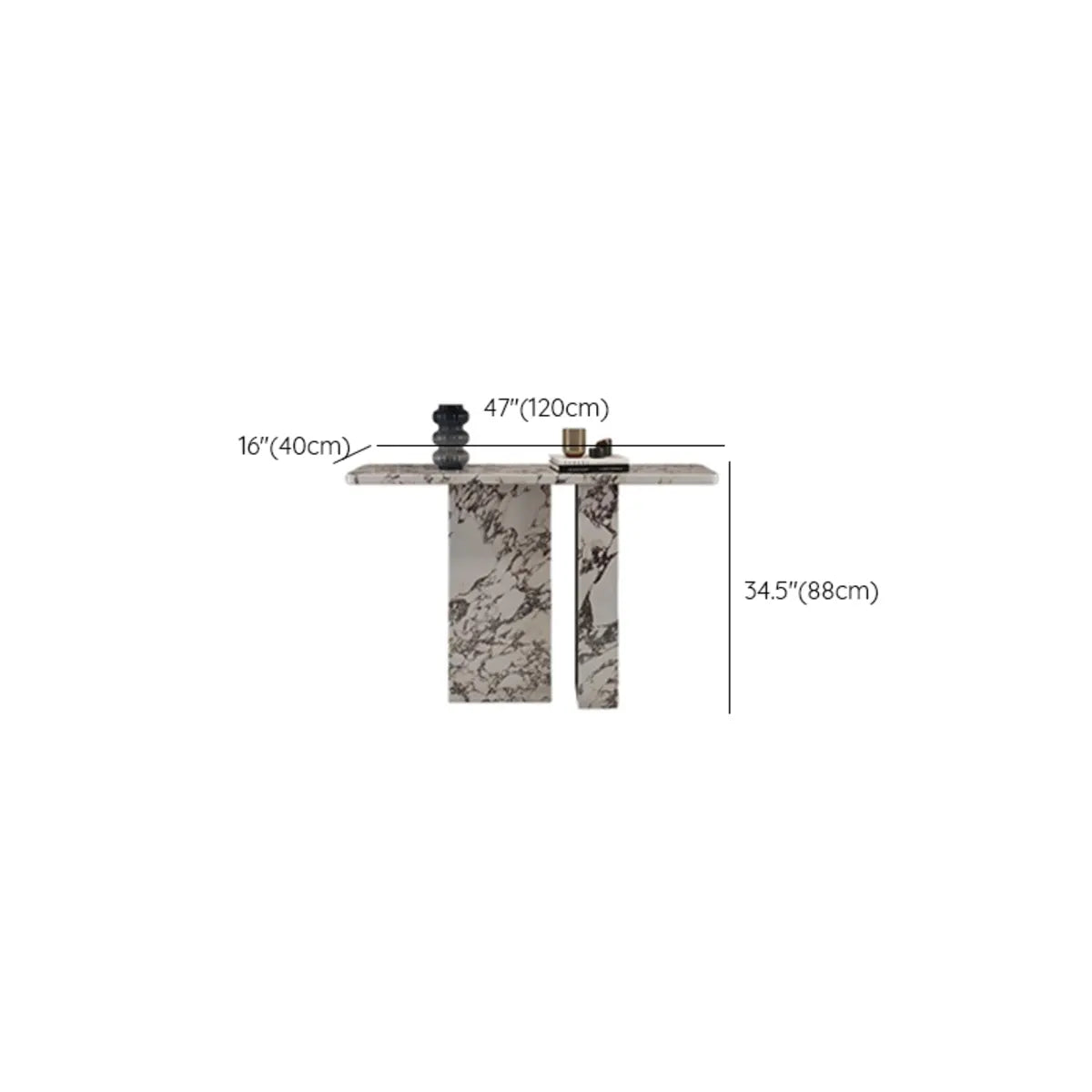 Marble White Rectangle Double Pedestal Console Table Image - 10