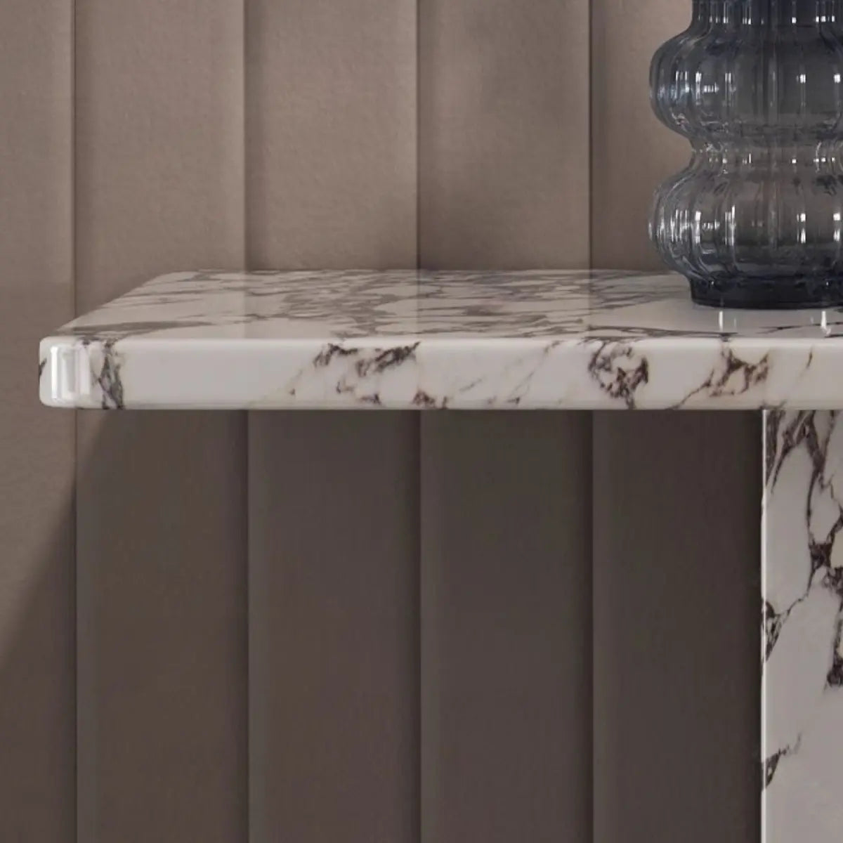 Marble White Rectangle Double Pedestal Console Table Image - 5