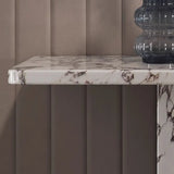 Marble White Rectangle Double Pedestal Console Table Image - 5