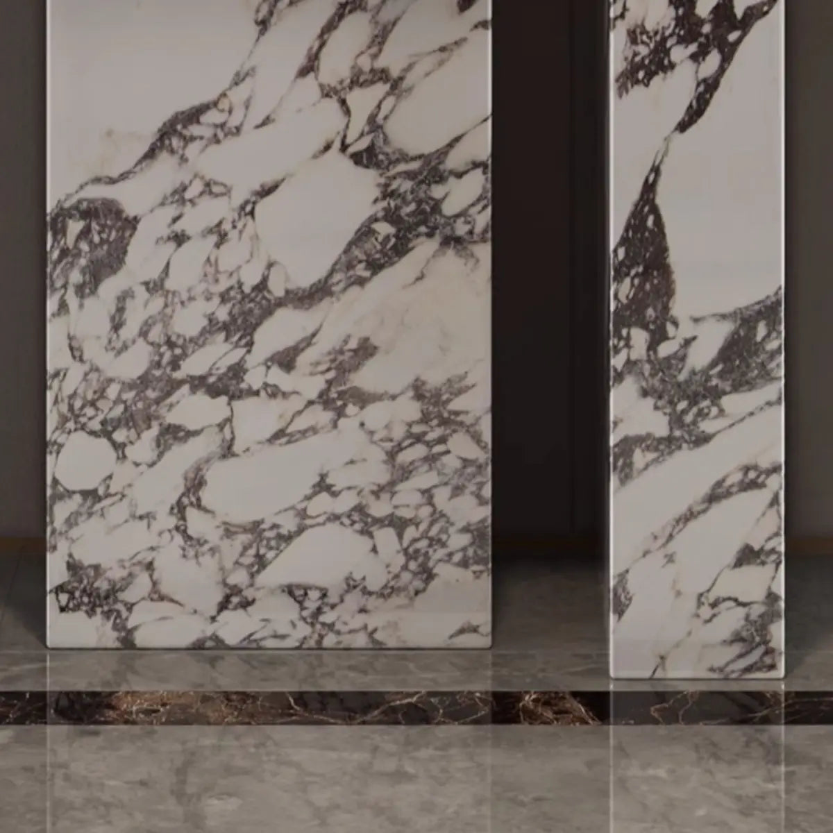 Marble White Rectangle Double Pedestal Console Table Image - 8
