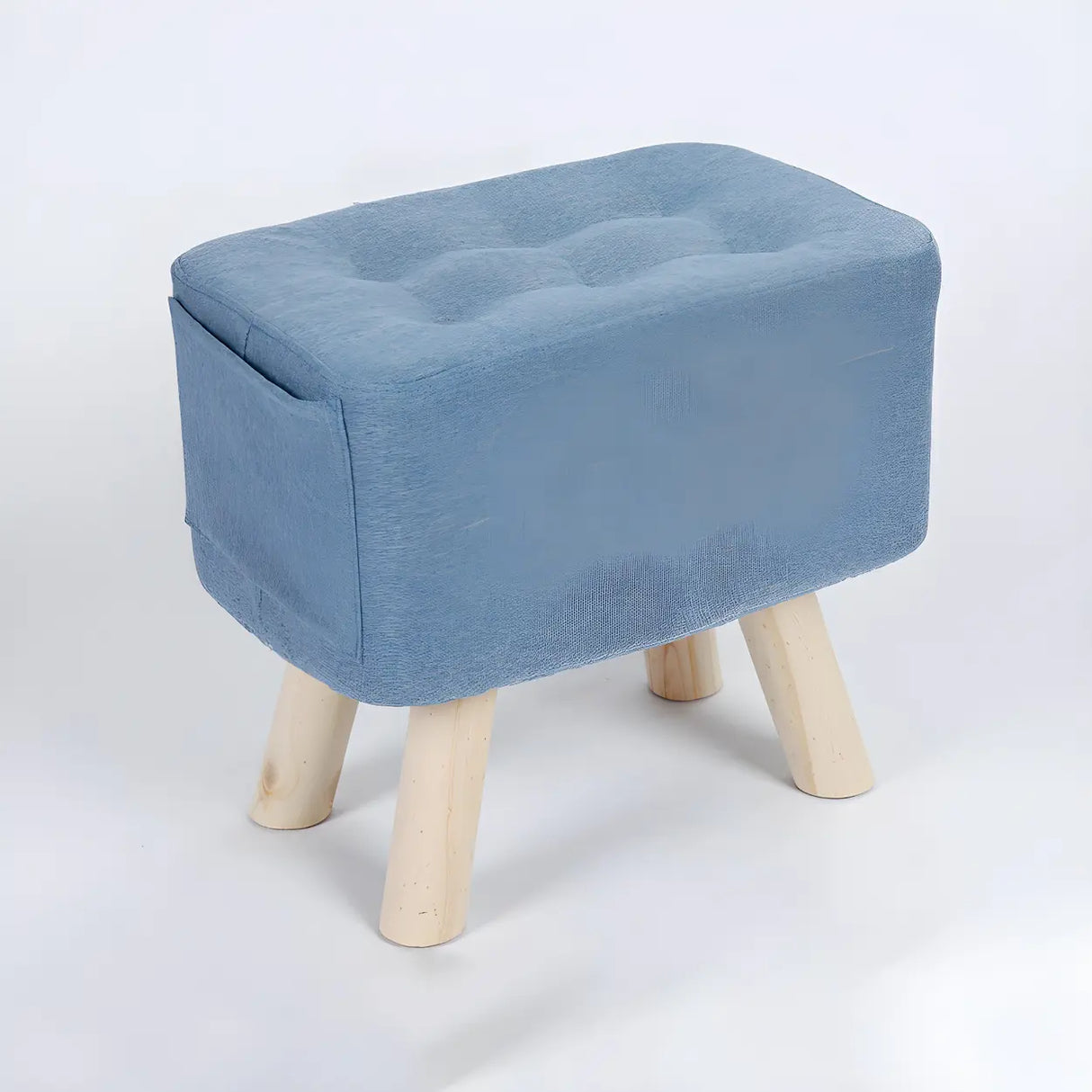 Matcha Green Rectangle Sponge Small Footrest Ottoman Image - 21