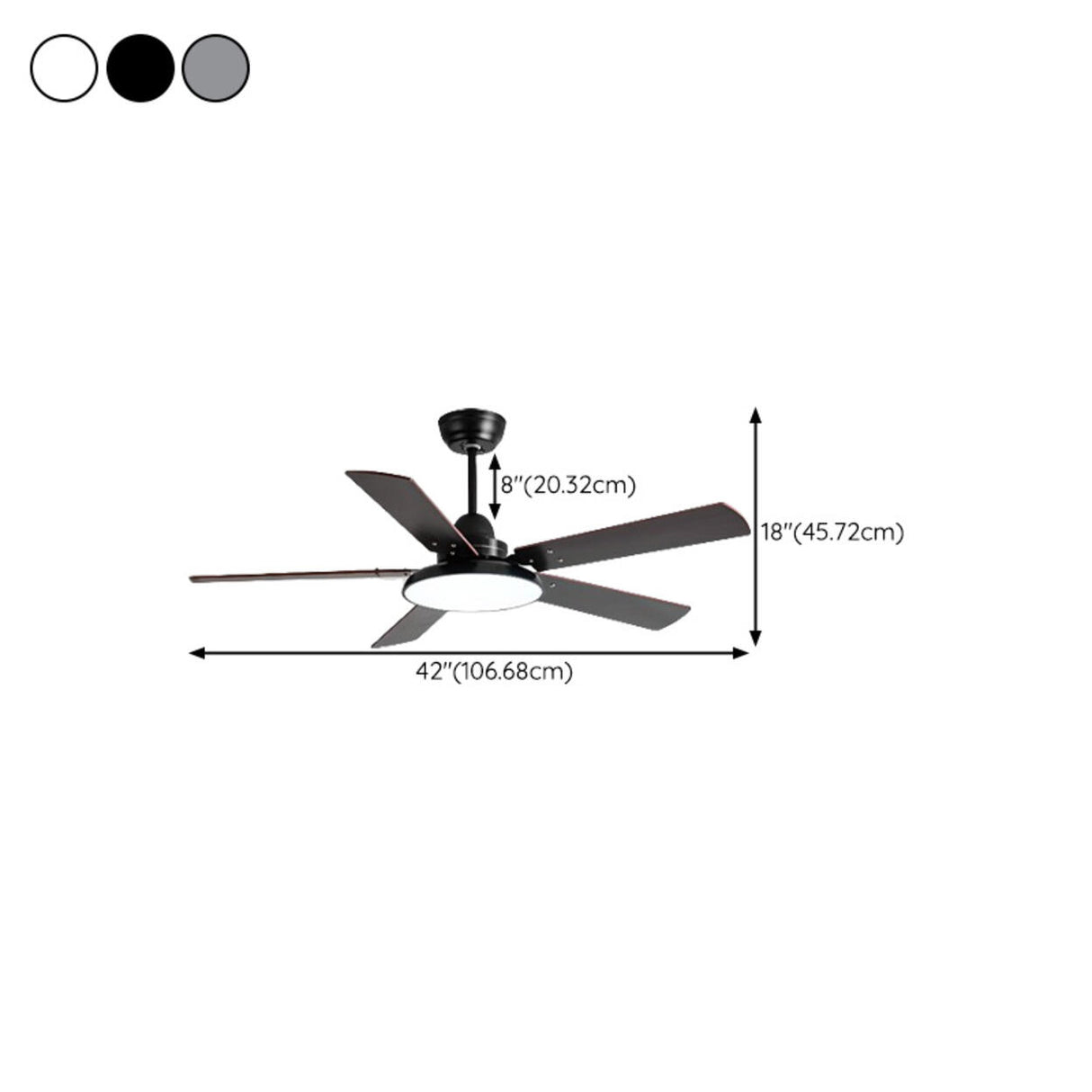 Matte Black Ceiling Fan with Integrated LED Light 