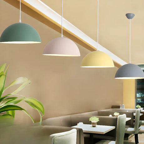 Matte Metal Dome Pendant Light Adjustable Height Image - 2