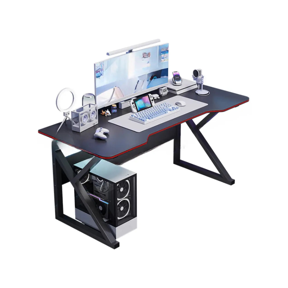 Medium Fiberboard Computer Desk with Cable Management Image - 10